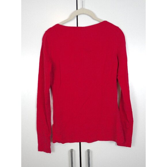 H&M Scoop-Neck Pima Cotton Long Sleeve Shirt in Hot Pink - Picture 6 of 6